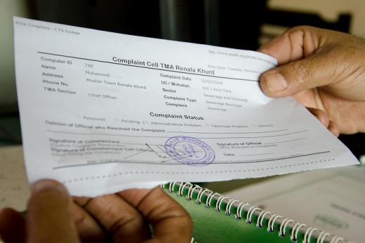 Each citizen gets a slip detailing his/her complaint. Black Box Sounds / World Bank